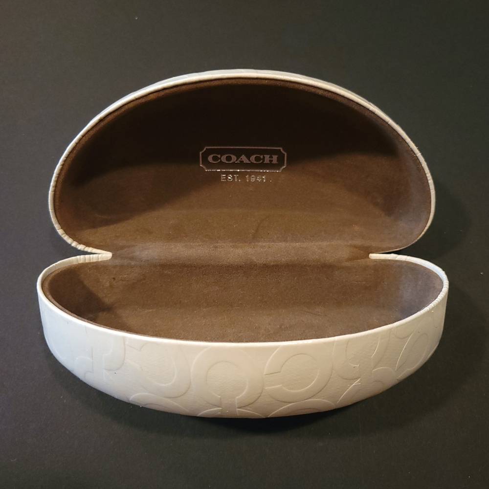Coach White Embossed Signature Eyewear Case